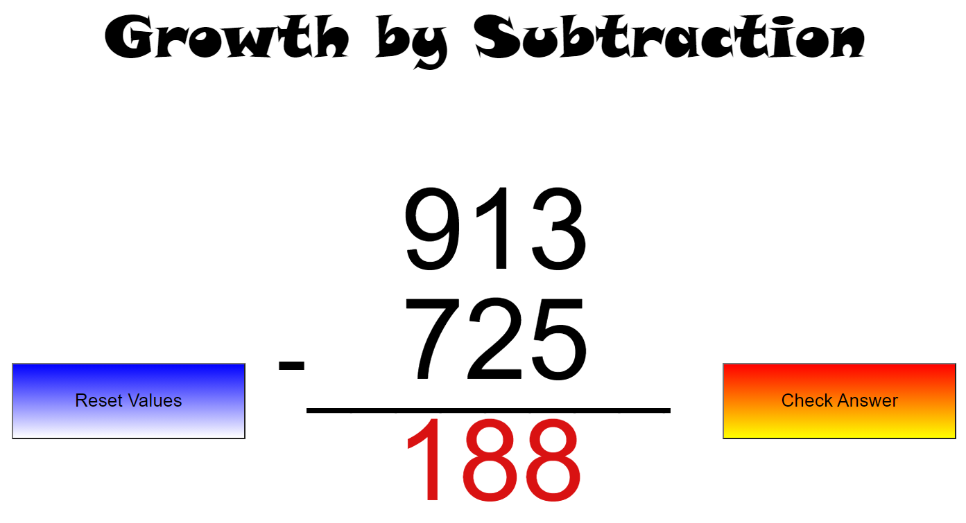 Random Triple Digit Subtraction Generator